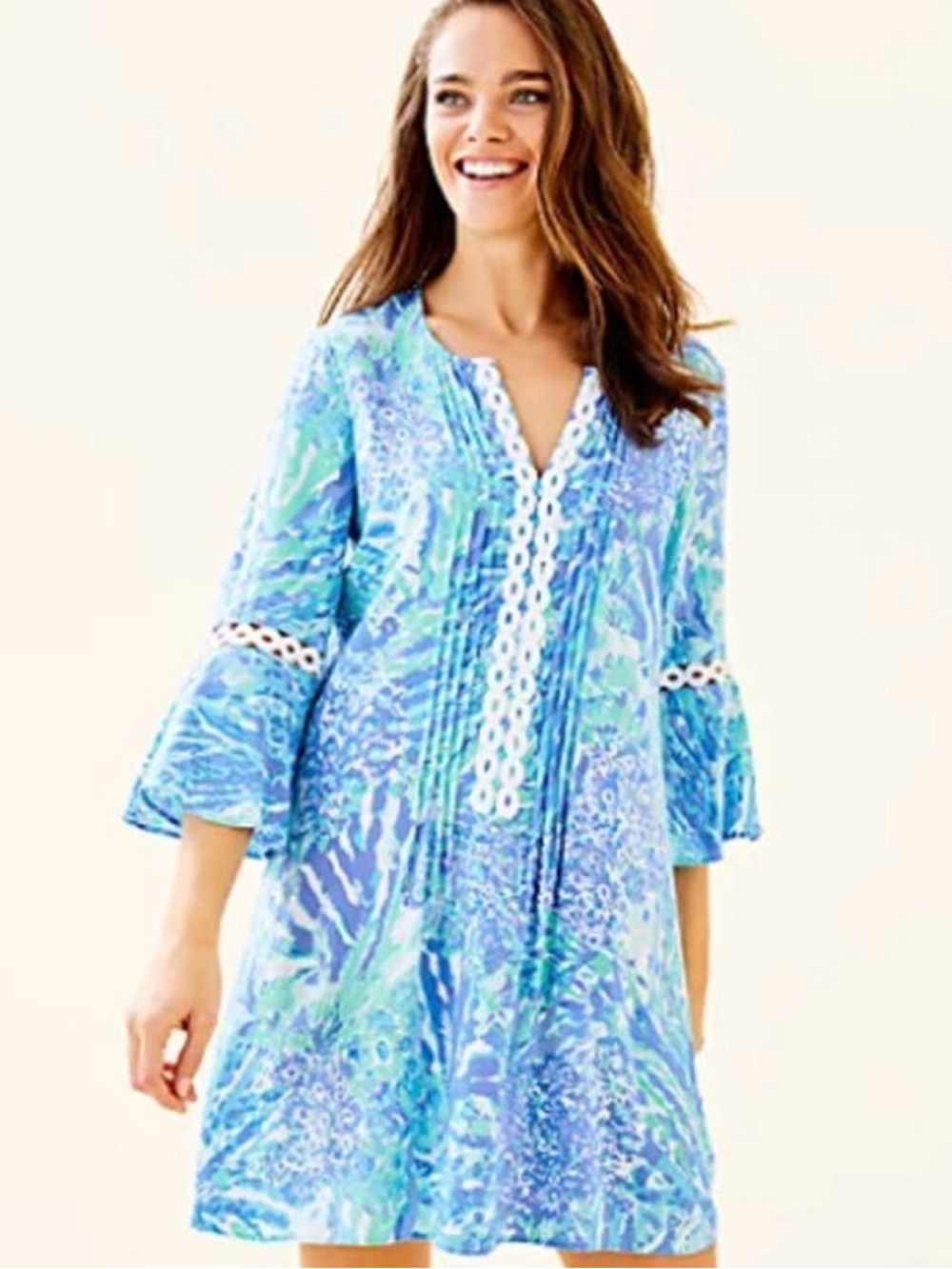 Lilly Pulitzer Hollie Tunic Dress Blue Haven Hey Hey Soleil Size XS